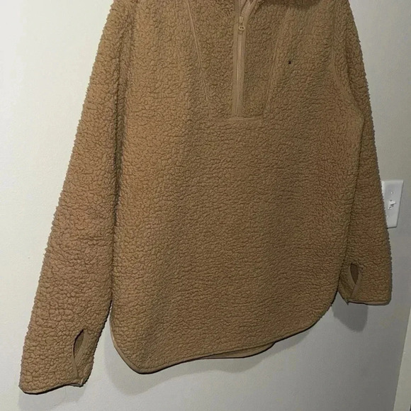 Tommy Hilfiger Hooded Sherpa quarter zip, medium, oversized. Mocha brown. GUC - Picture 4 of 11